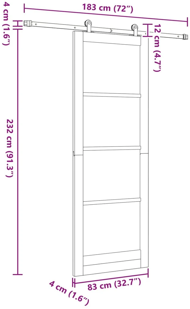 Slankios durys Balta ir juoda 83 x 232 cm