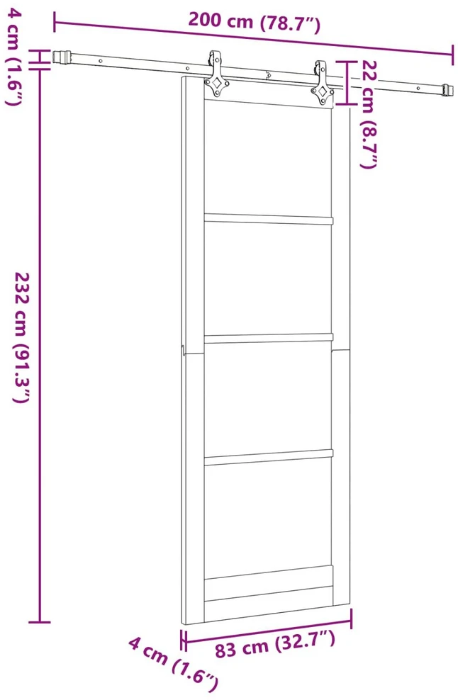 Slankios durys Balta ir juoda 83 x 232 cm