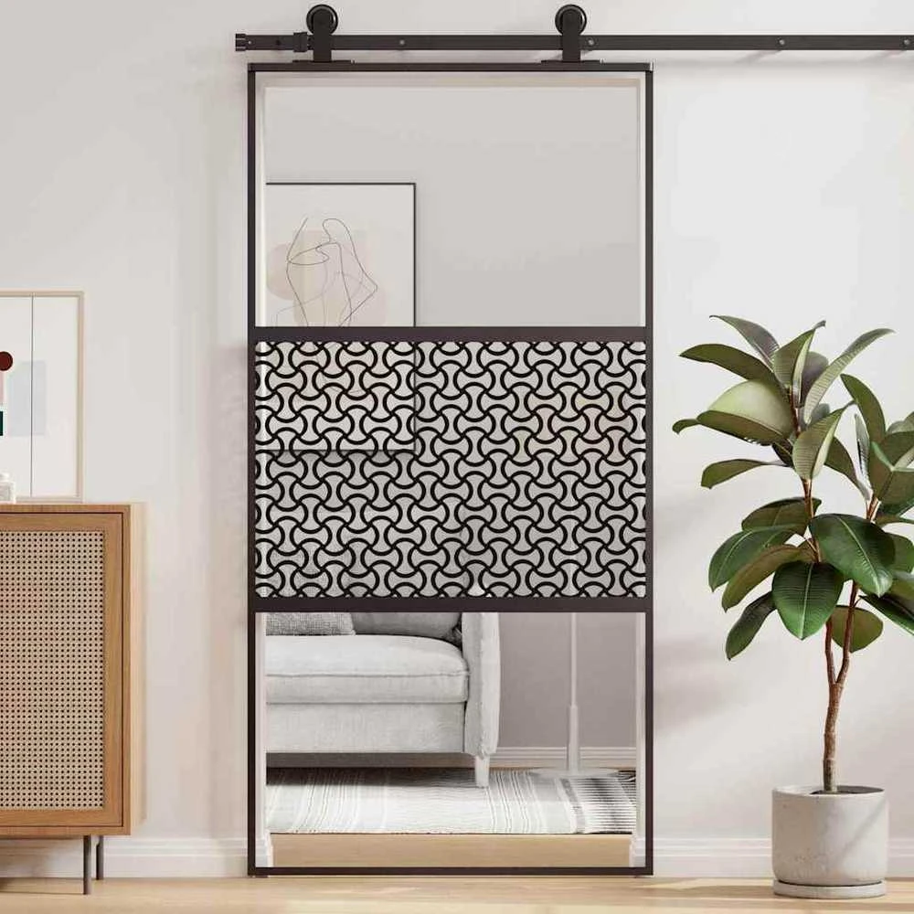 Stiklinės durys 102,5 x 2 x 205 cm Aliuminis Juoda