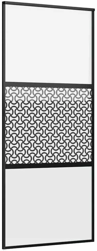 Stiklinės durys 90 x 2 x 205 cm Aliuminis Juoda