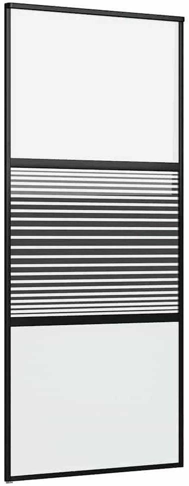 Stiklinės durys 90 x 2 x 205 cm Aliuminis Juoda