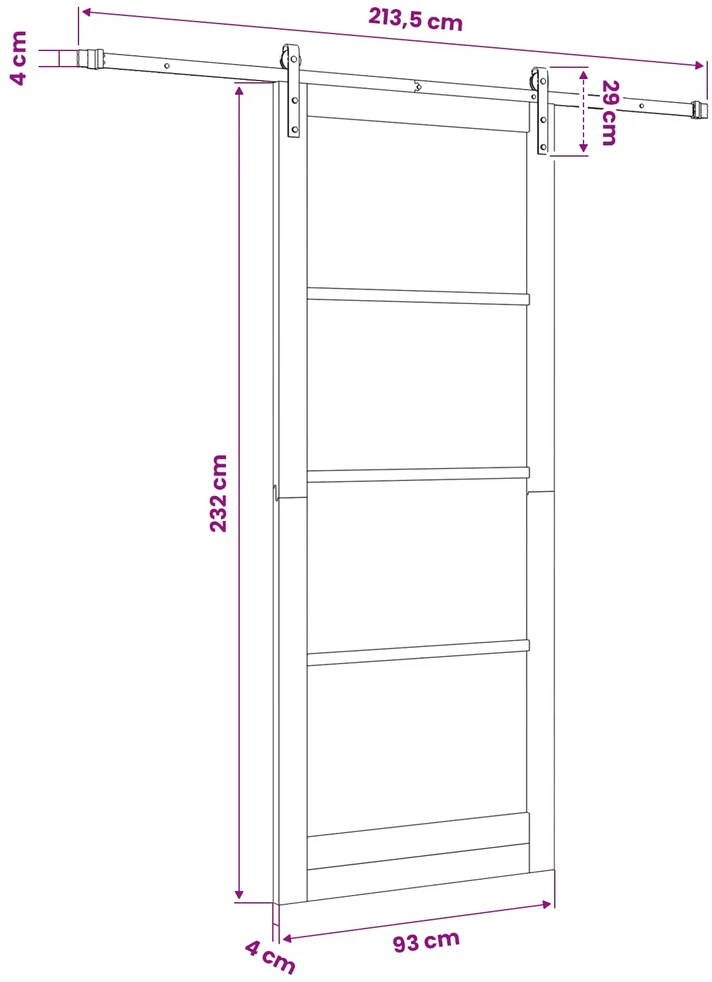 Slankios durys Kita ORKDAL Ruda 93 x 232 cm
