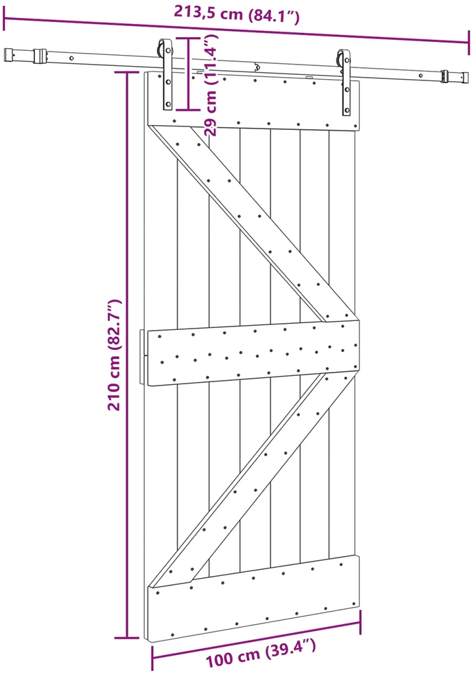 Slankios durys NARVIK 100 x 210 cm (213,5 cm) Natūrali ir juoda