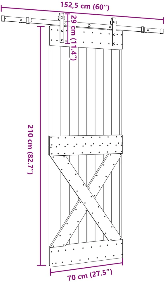 Slankios durys NARVIK 70 x 210 cm (152,5 cm) Natūrali ir juoda