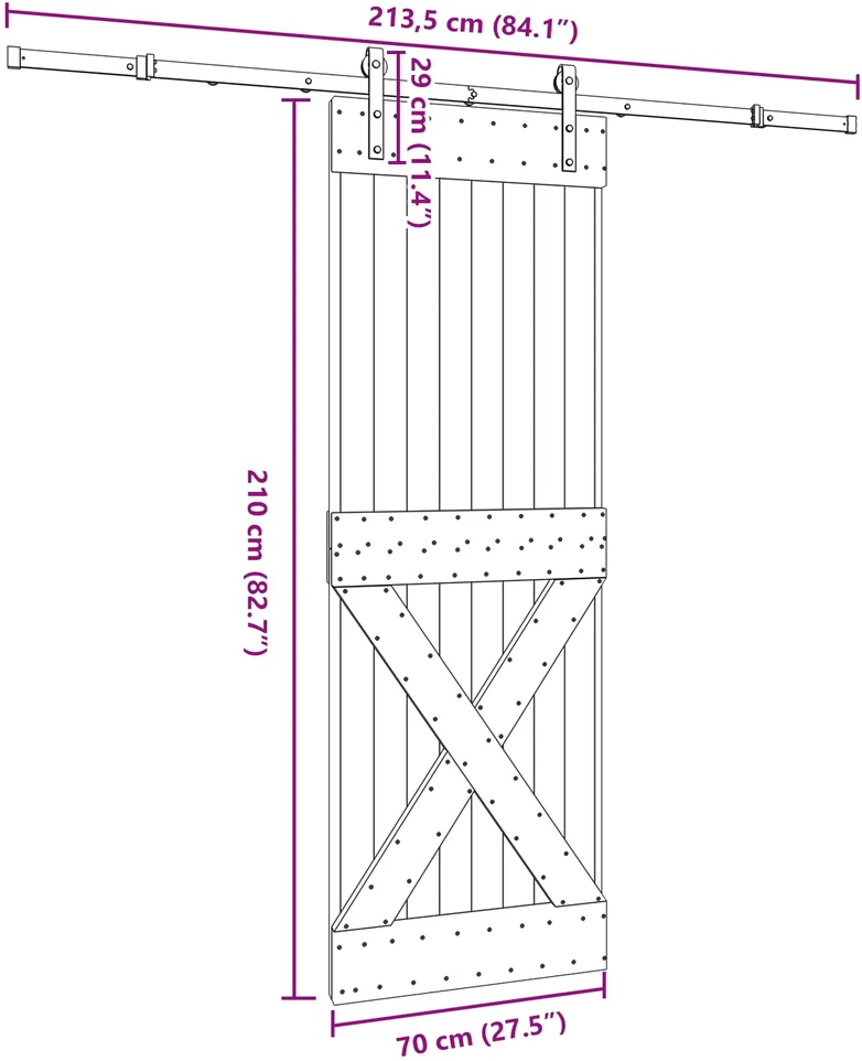 Slankios durys NARVIK 70 x 210 cm (213,5 cm) Natūrali ir juoda