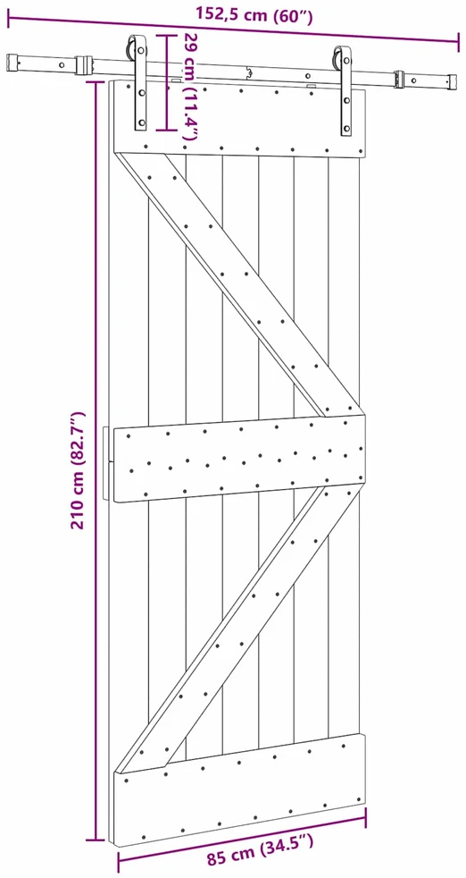 Slankios durys NARVIK 85 x 210 cm (152,5 cm) Natūrali ir juoda