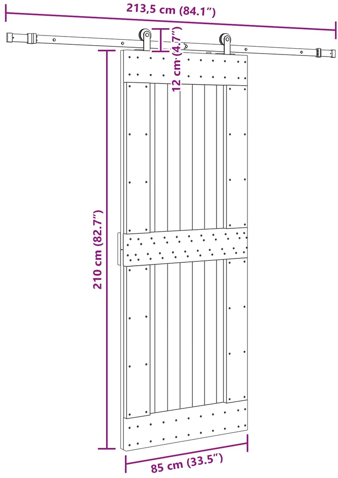 Slankios durys NARVIK 85 x 210 cm (213,5 cm) Natūrali ir juoda