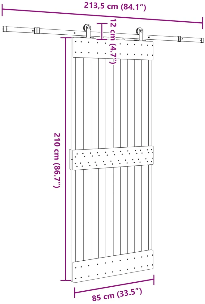 Slankios durys NARVIK 85 x 210 cm (213,5 cm) Natūrali ir juoda
