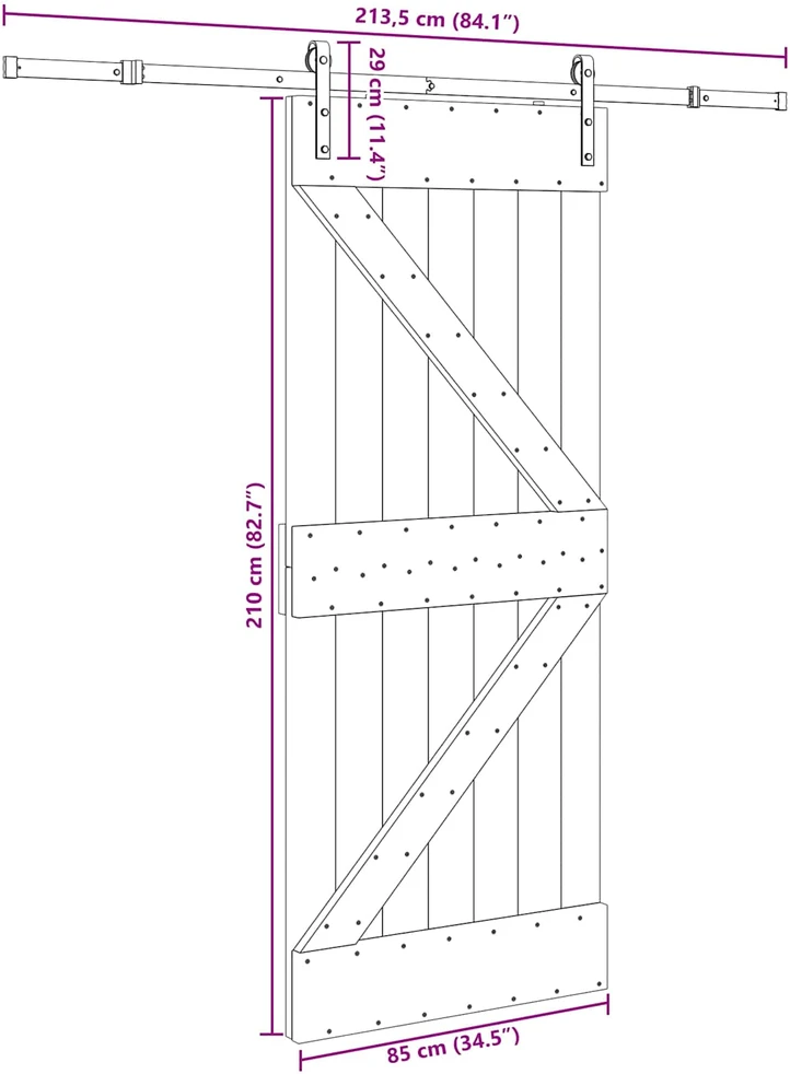 Slankios durys NARVIK 85 x 210 cm (213,5 cm) Natūrali ir juoda