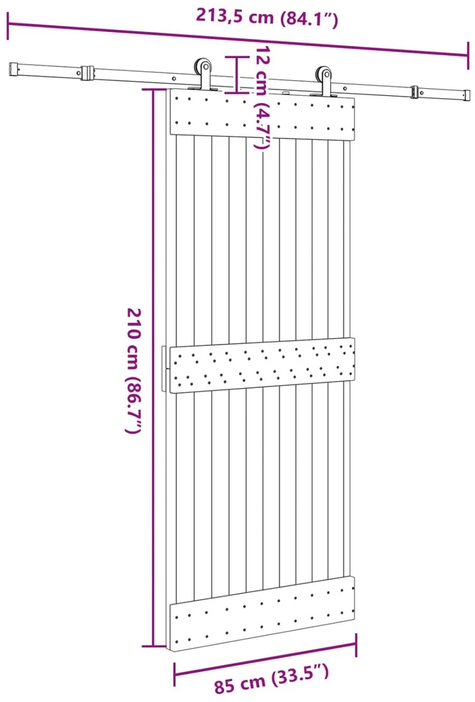 Slankios durys NARVIK 85 x 210 cm (213,5 cm) Natūrali ir juoda