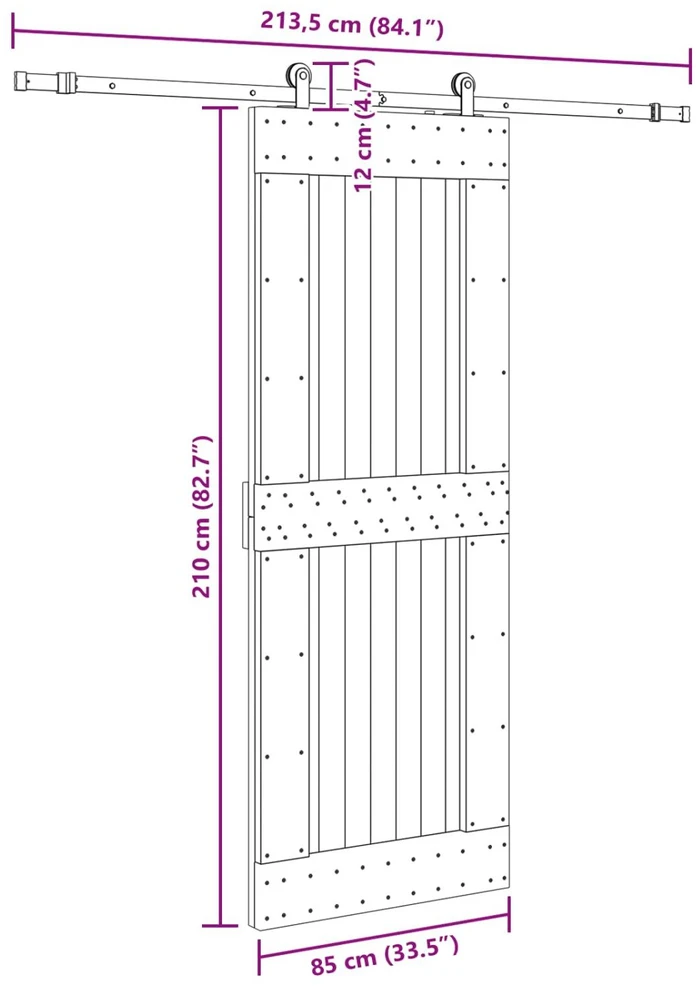 Slankios durys NARVIK 85 x 210 cm (213,5 cm) Natūrali ir juoda