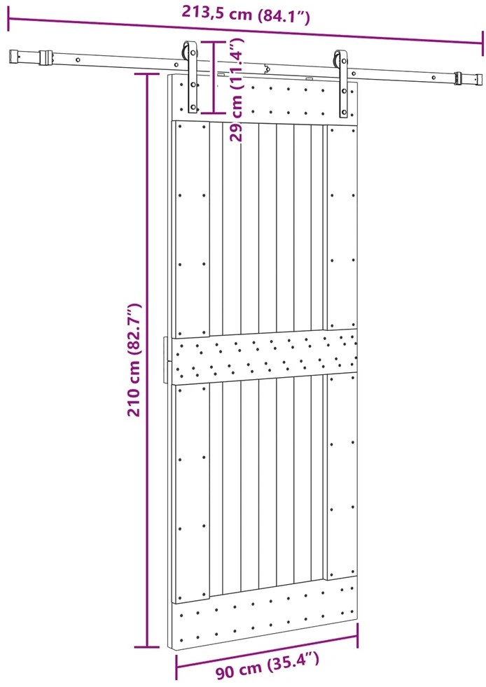 Slankios durys NARVIK 90 x 210 cm (213,5 cm) Natūrali ir juoda