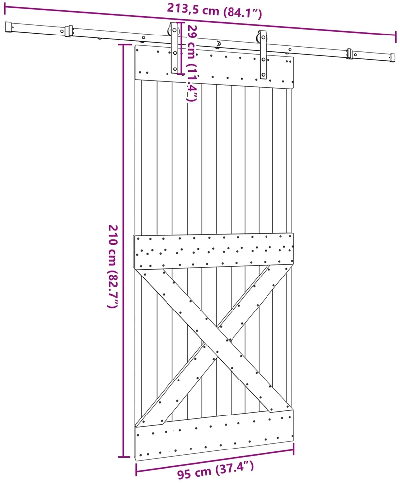 Slankios durys NARVIK 95 x 210 cm (213,5 cm) Natūrali ir juoda