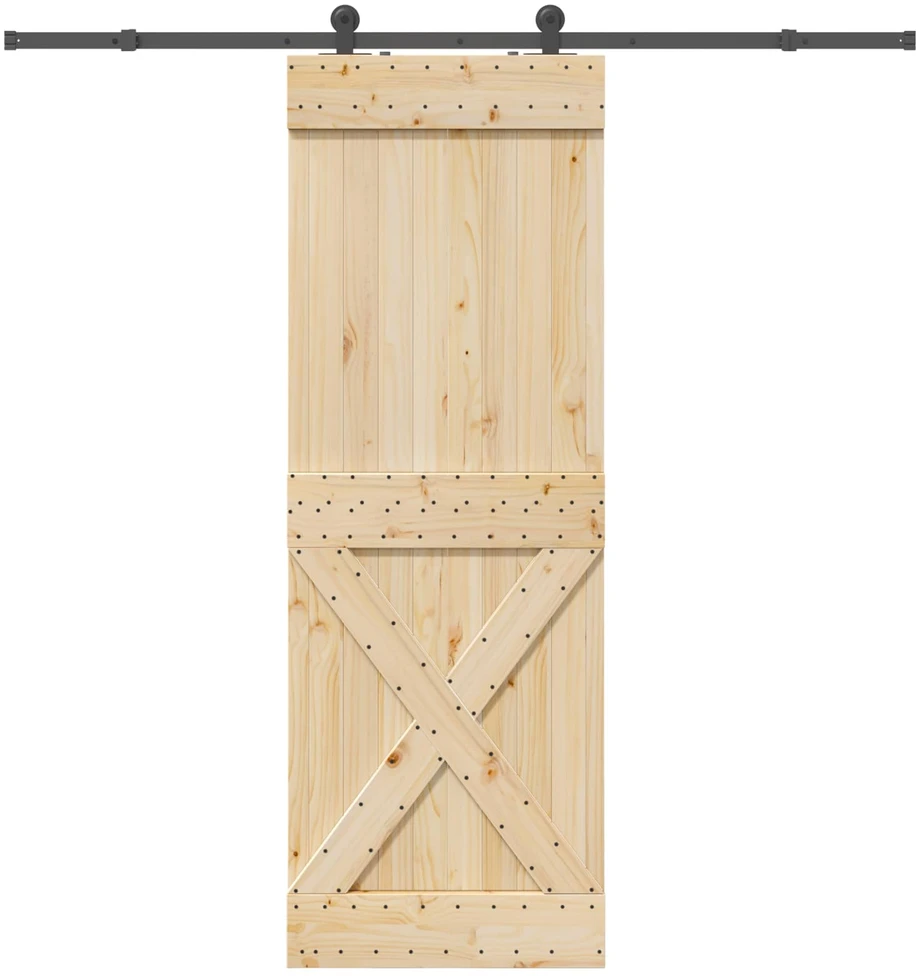 Slankios durys NARVIK Natūrali ir juoda 80 x 210 cm (213,5 cm)