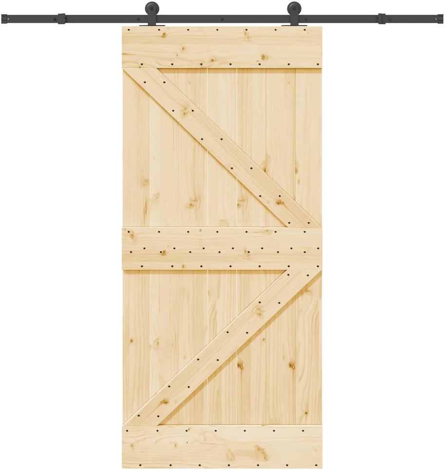 Slankios durys NARVIK Natūrali ir juoda 95 x 210 cm (213,5 cm)