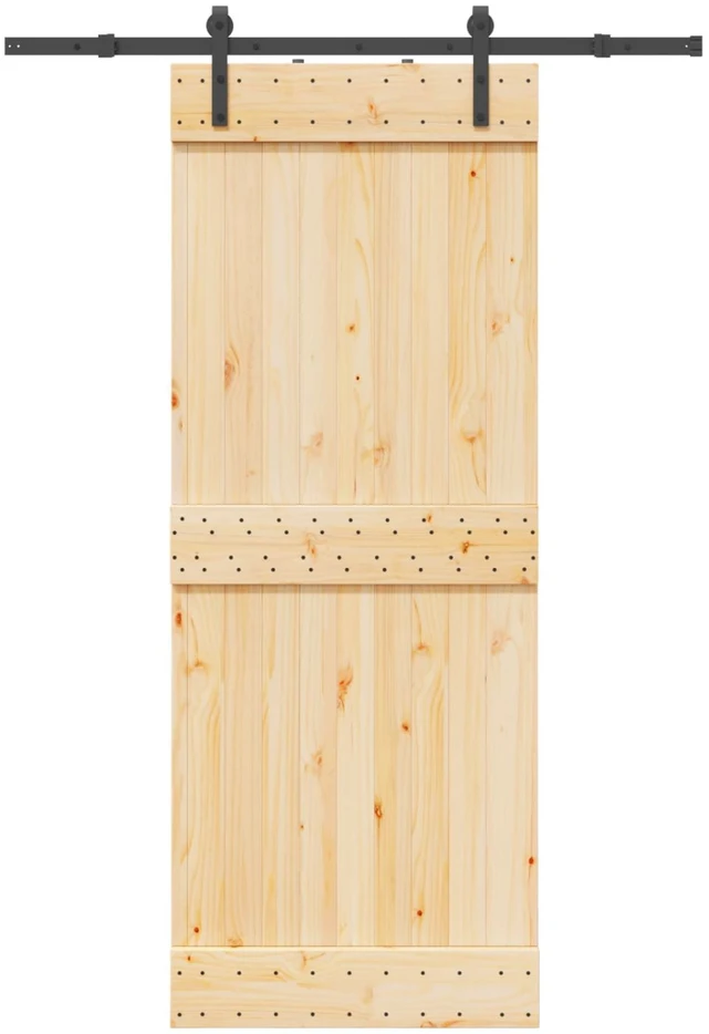 Slankios durys NARVIK Natūrali ir juoda 80 x 210 cm (152,5 cm)