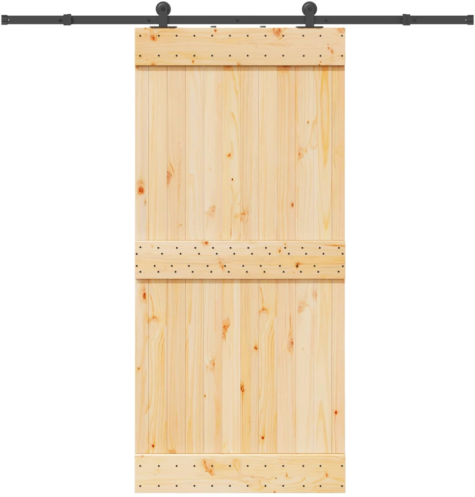 Slankios durys NARVIK Natūrali ir juoda 95 x 210 cm (213,5 cm)