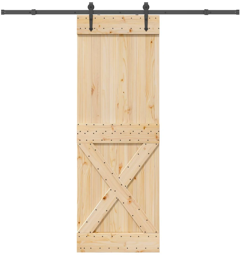 Slankios durys NARVIK Natūrali ir juoda 80 x 210 cm (213,5 cm)
