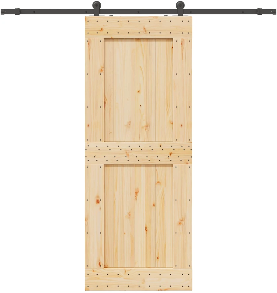 Slankios durys NARVIK Natūrali ir juoda 90 x 210 cm (213,5 cm)