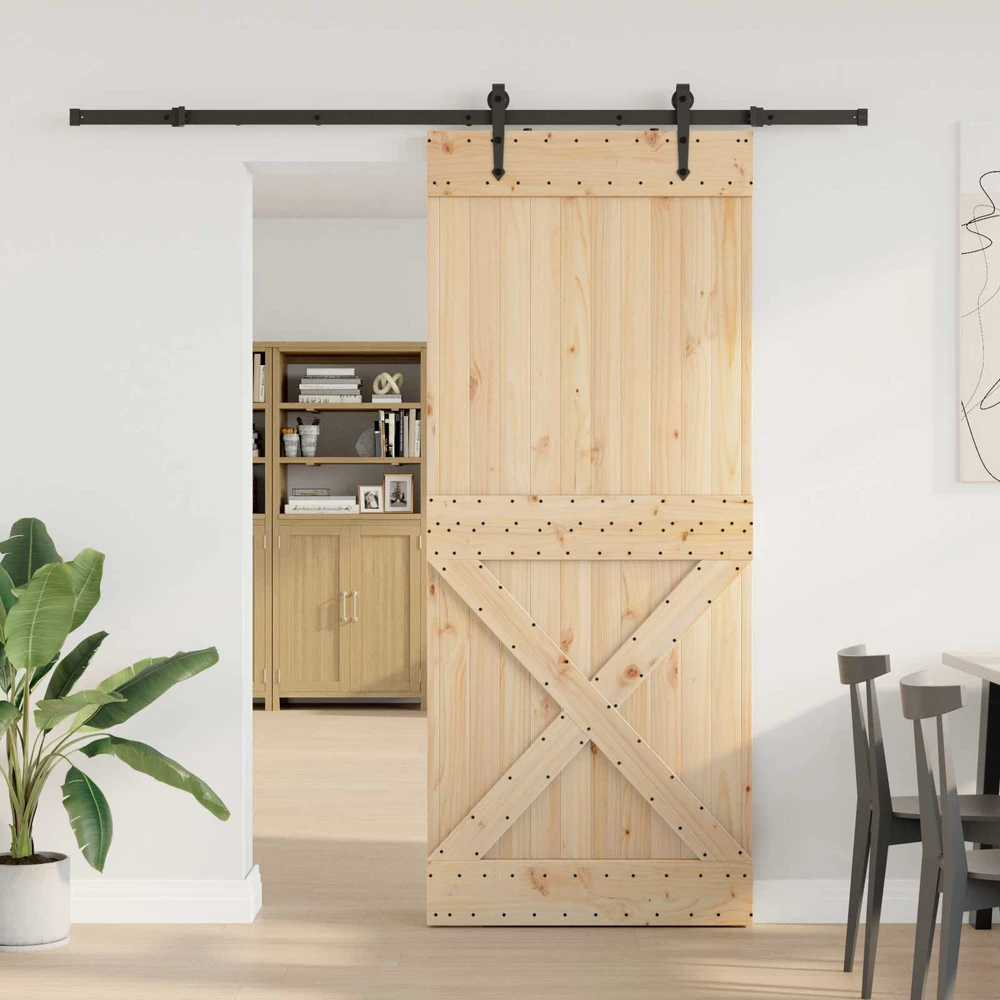 Slankios durys NARVIK Natūrali ir juoda 95 x 210 cm (213,5 cm)