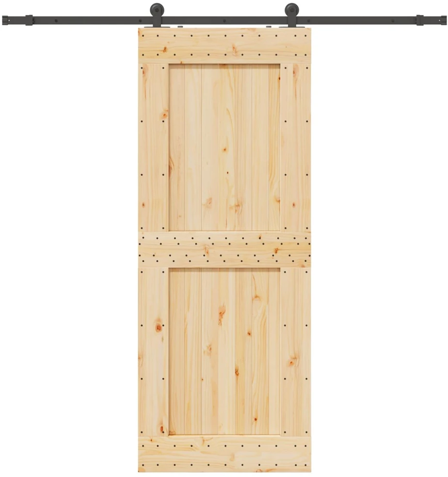 Slankios durys NARVIK Natūrali ir juoda 90 x 210 cm (213,5 cm)