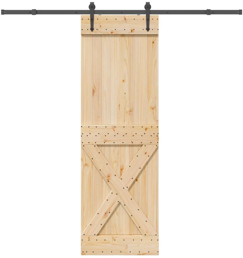 Slankios durys NARVIK Natūrali ir juoda 70 x 210 cm (213,5 cm)