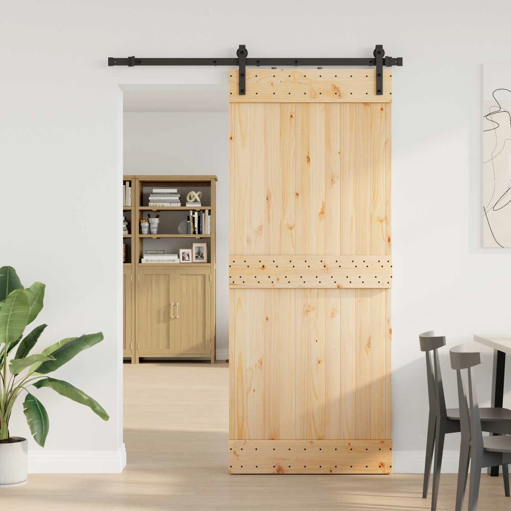 Slankios durys NARVIK Natūrali ir juoda 85 x 210 cm (152,5 cm)