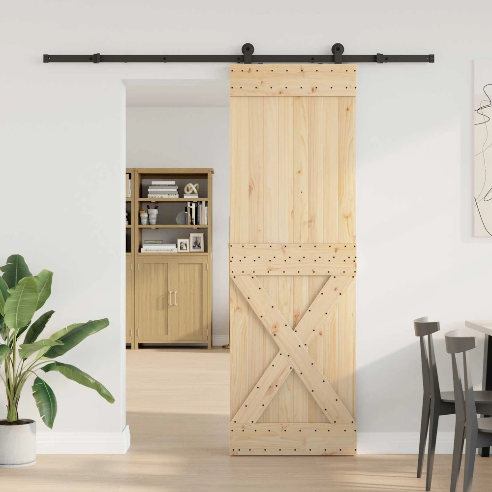 Slankios durys NARVIK Natūrali ir juoda 70 x 210 cm (213,5 cm)