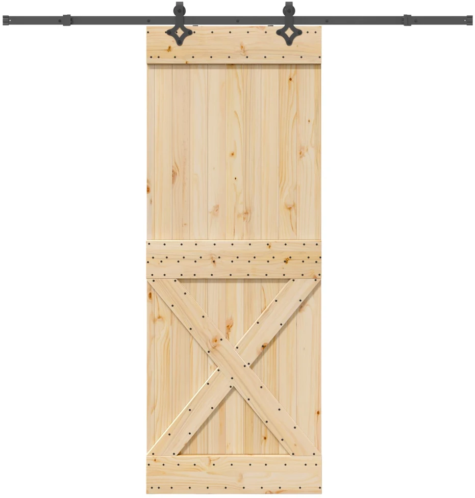 Slankios durys NARVIK Natūrali ir juoda 85 x 210 cm (213,5 cm)