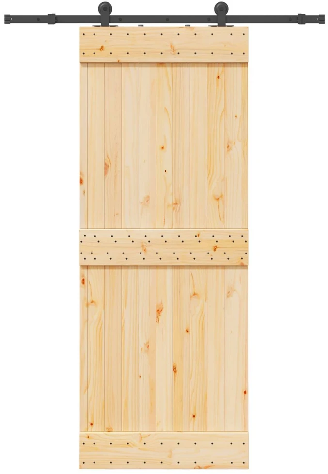 Slankios durys NARVIK Natūrali ir juoda 80 x 210 cm (152,5 cm)