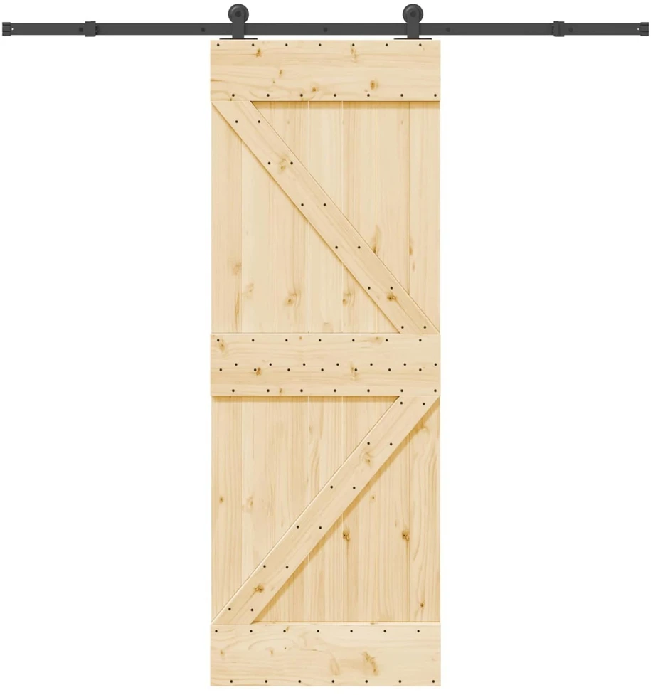 Slankios durys NARVIK Natūrali ir juoda 70 x 210 cm (213,5 cm)