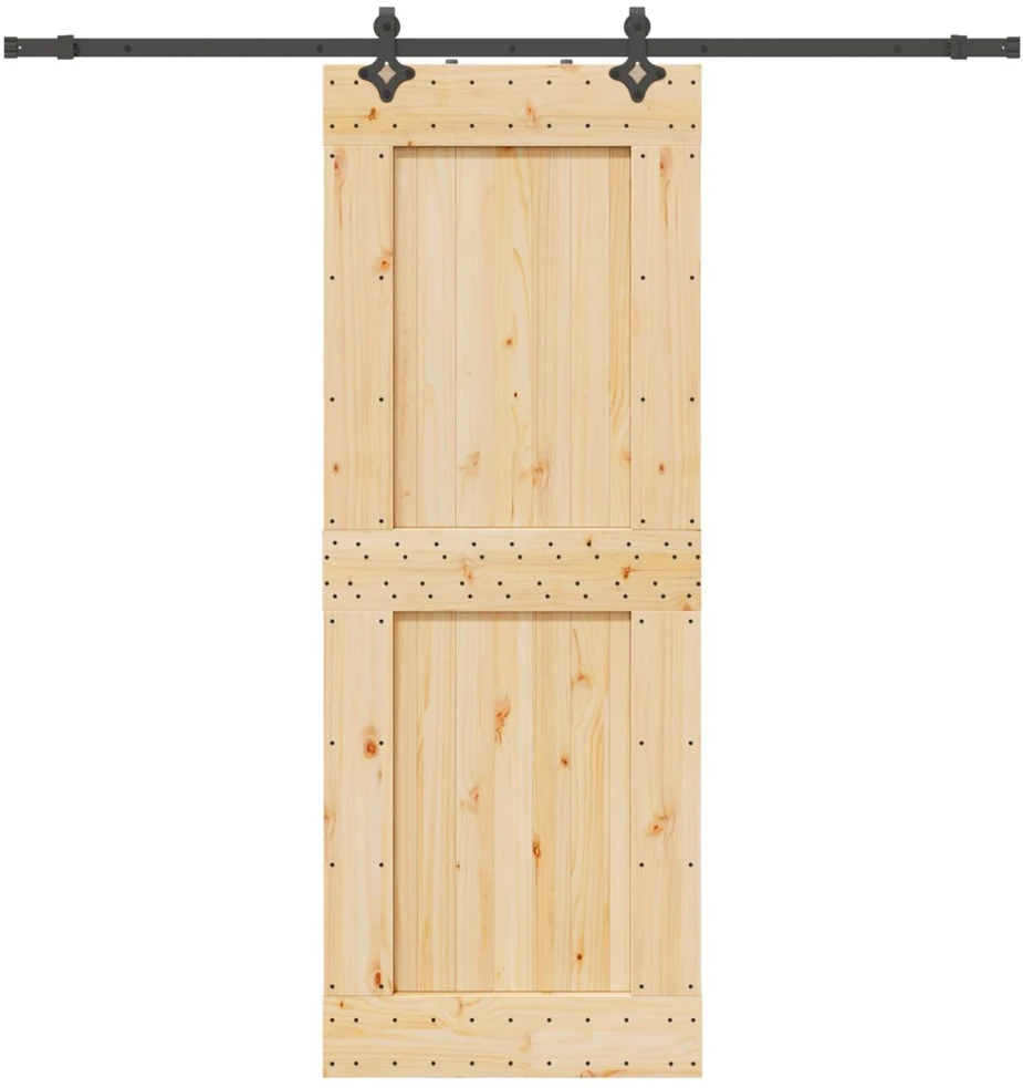 Slankios durys NARVIK Natūrali ir juoda 85 x 210 cm (213,5 cm)