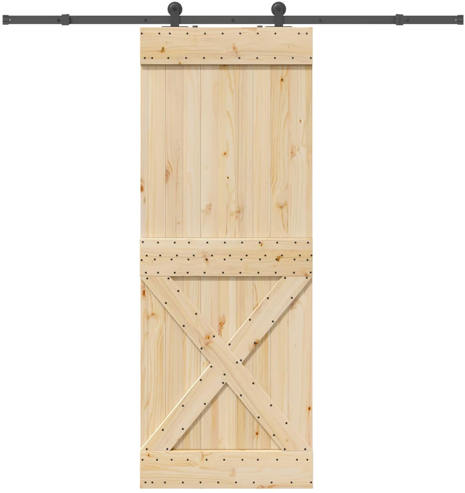 Slankios durys NARVIK Natūrali ir juoda 85 x 210 cm (213,5 cm)