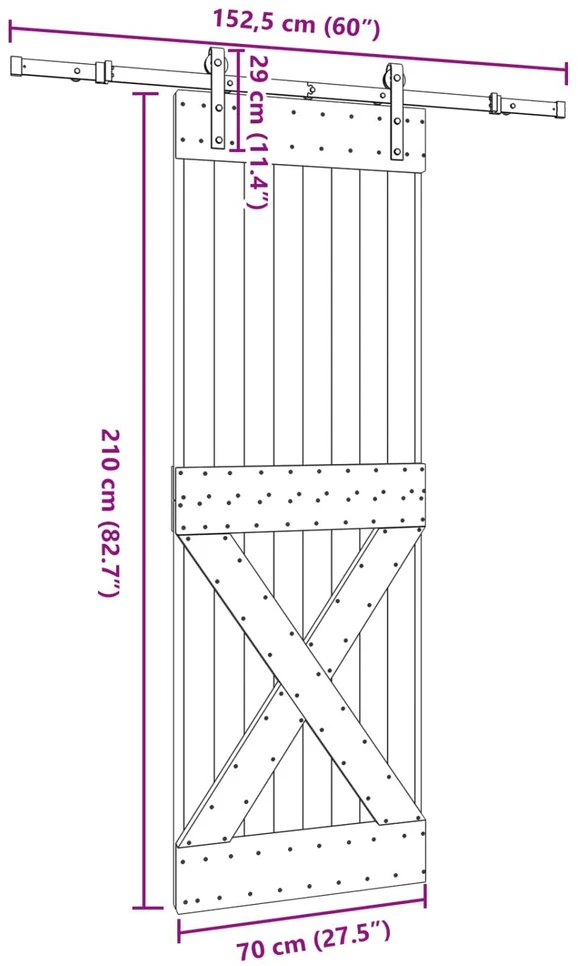 Slankios durys NARVIK 70 x 210 cm (152,5 cm) Natūrali ir juoda