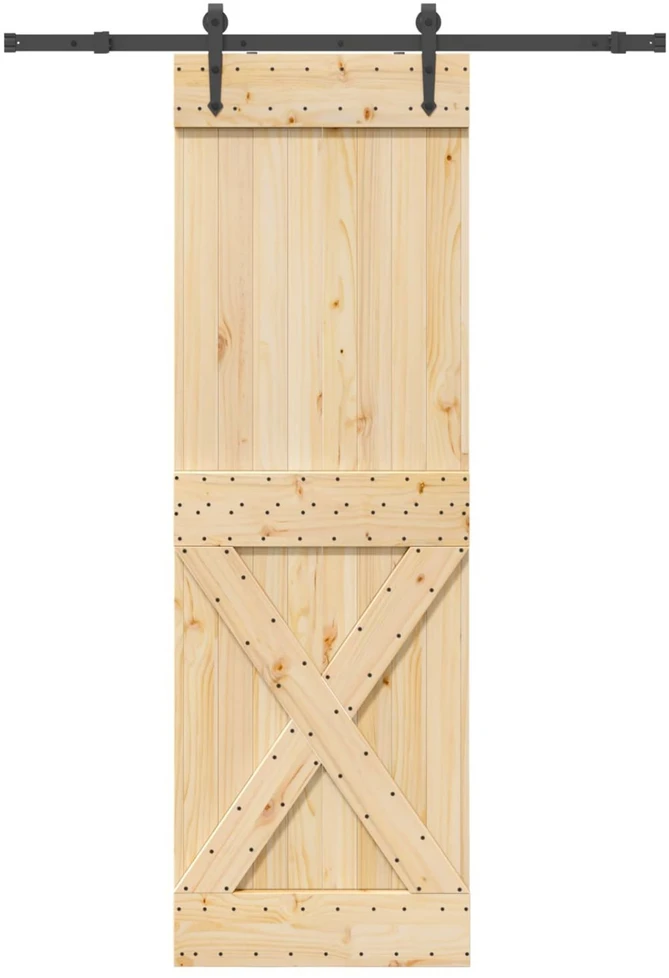 Slankios durys NARVIK Natūrali ir juoda 70 x 210 cm (152,5 cm)
