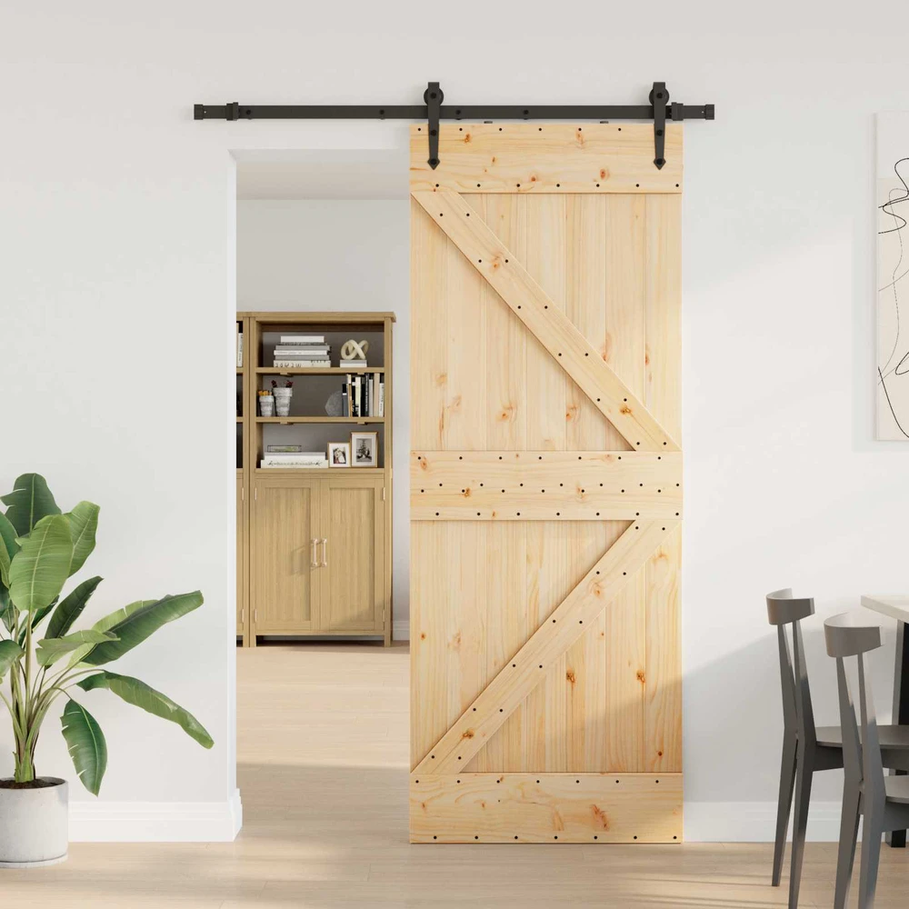 Slankios durys NARVIK Natūrali ir juoda 80 x 210 cm (152,5 cm)