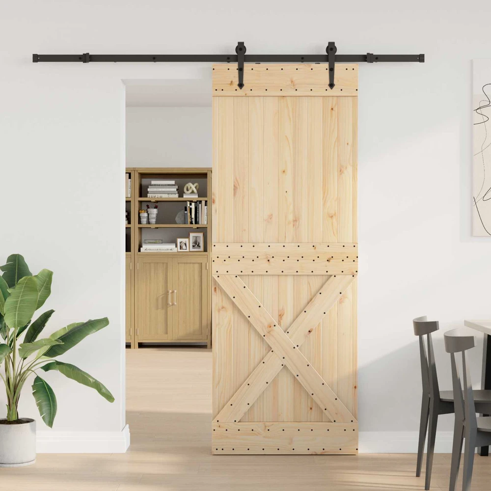 Slankios durys NARVIK Natūrali ir juoda 85 x 210 cm (213,5 cm)