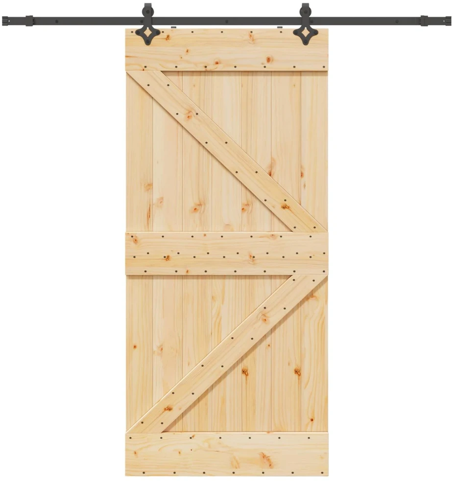 Slankios durys NARVIK Natūrali ir juoda 100 x 210 cm (213,5 cm)
