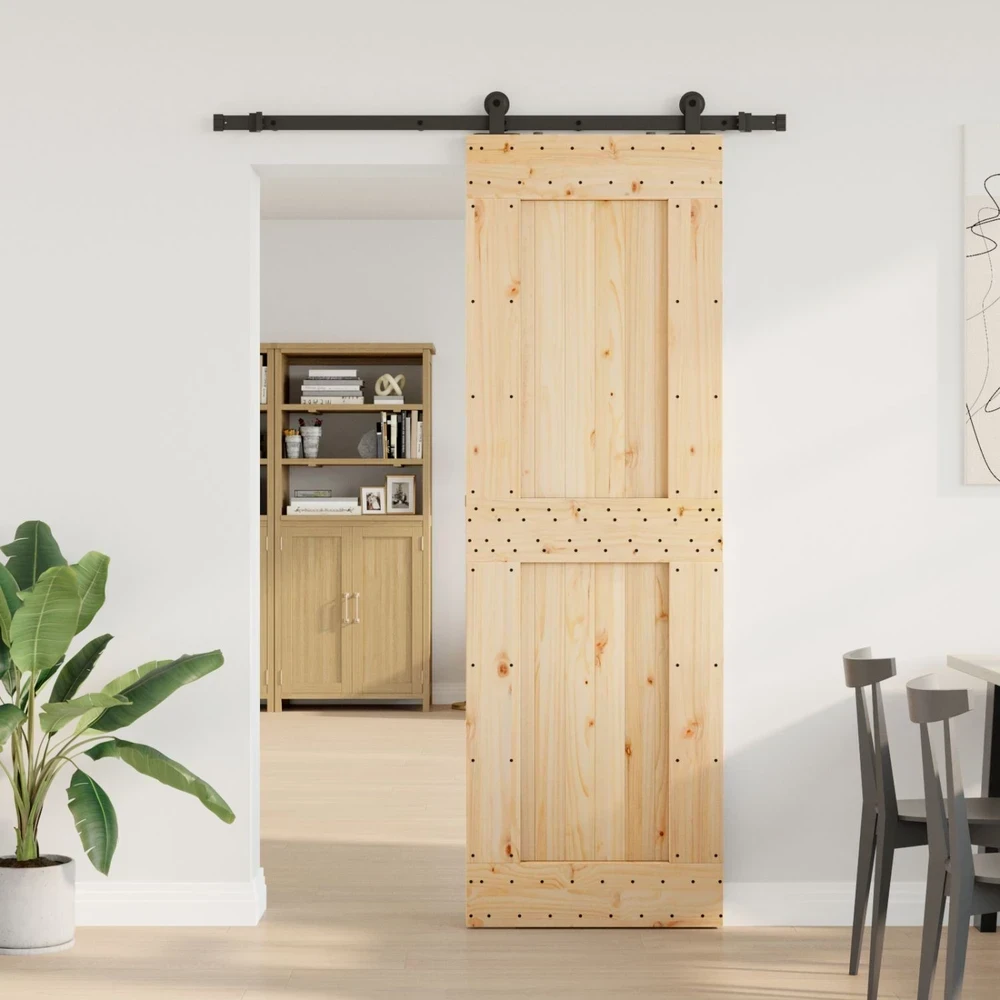 Slankios durys NARVIK Natūrali ir juoda 70 x 210 cm (152,5 cm)