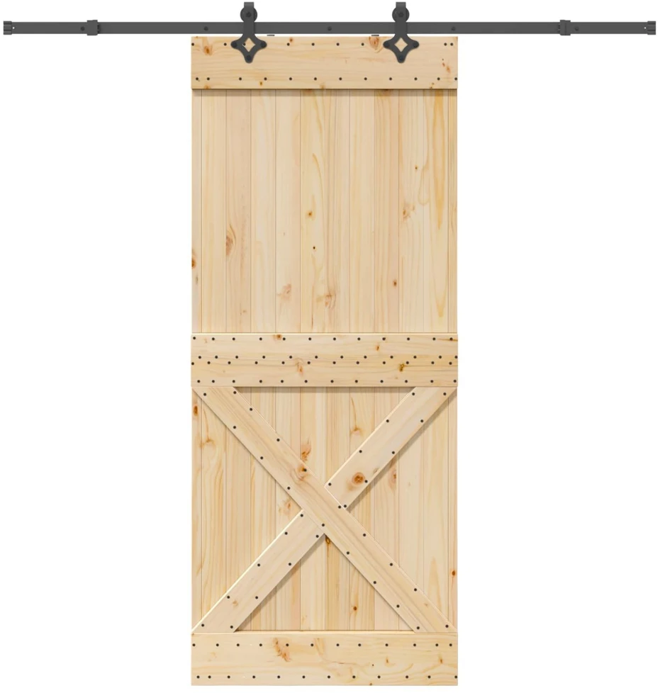 Slankios durys NARVIK Natūrali ir juoda 95 x 210 cm (213,5 cm)