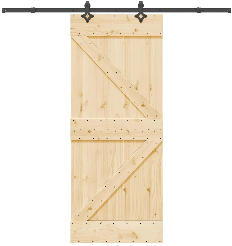 Slankios durys NARVIK Natūrali ir juoda 85 x 210 cm (213,5 cm)