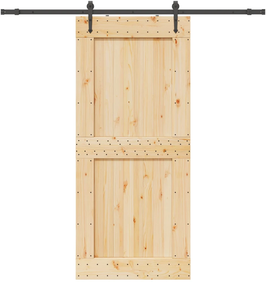 Slankios durys NARVIK Natūrali ir juoda 100 x 210 cm (213,5 cm)