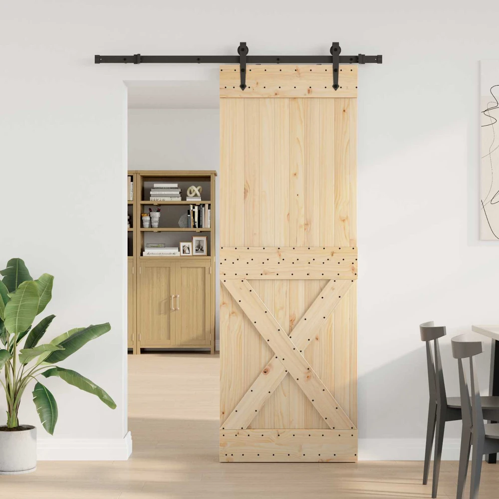 Slankios durys NARVIK Natūrali ir juoda 80 x 210 cm (152,5 cm)