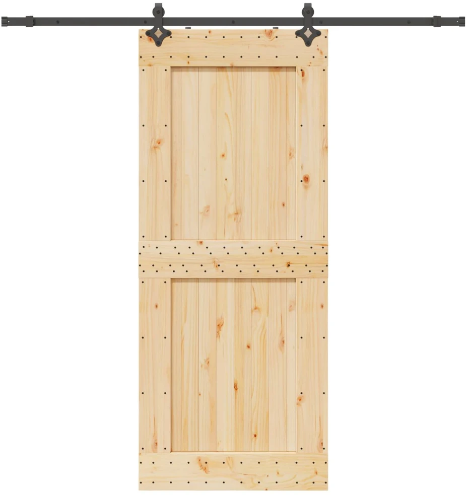 Slankios durys NARVIK Natūrali ir juoda 95 x 210 cm (213,5 cm)