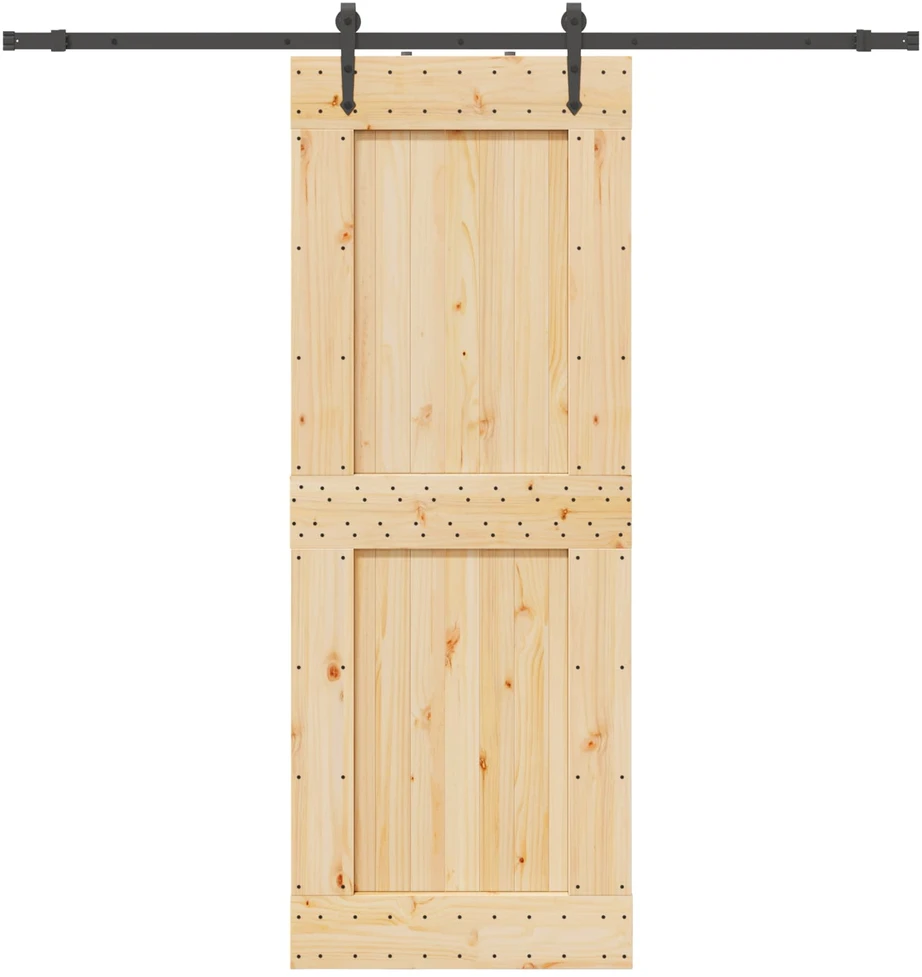 Slankios durys NARVIK Natūrali ir juoda 85 x 210 cm (213,5 cm)