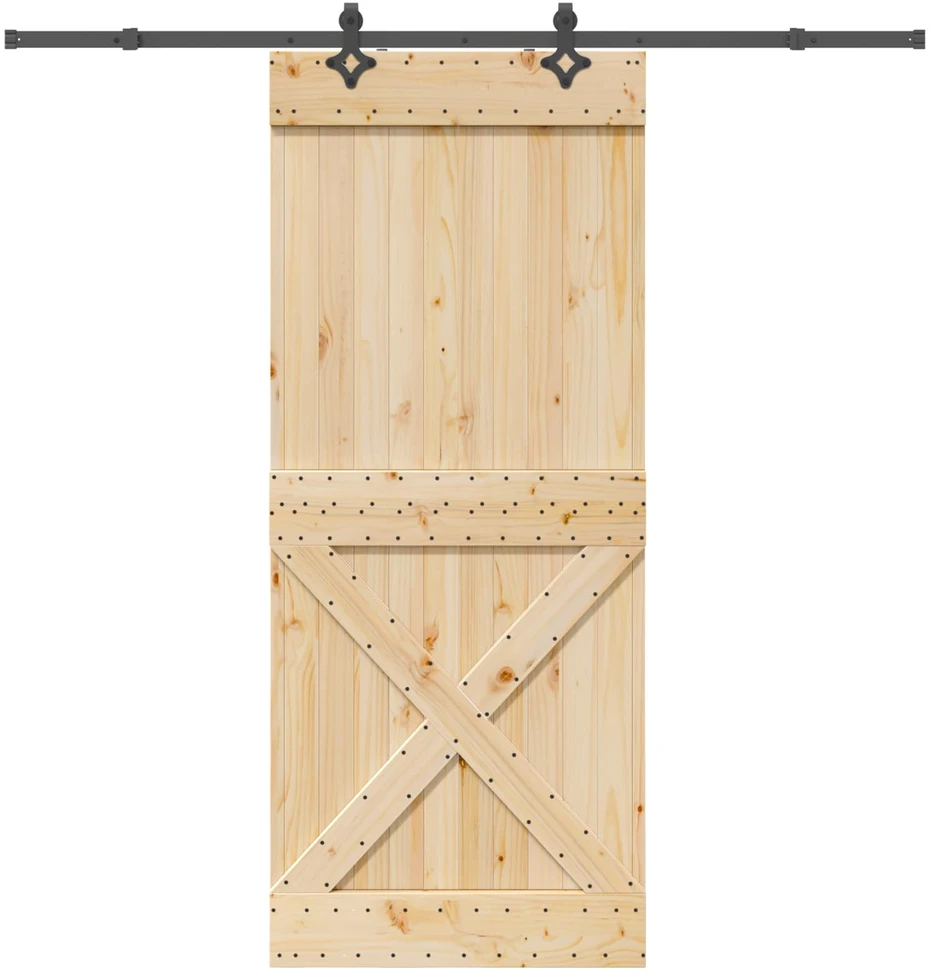 Slankios durys NARVIK Natūrali ir juoda 95 x 210 cm (213,5 cm)