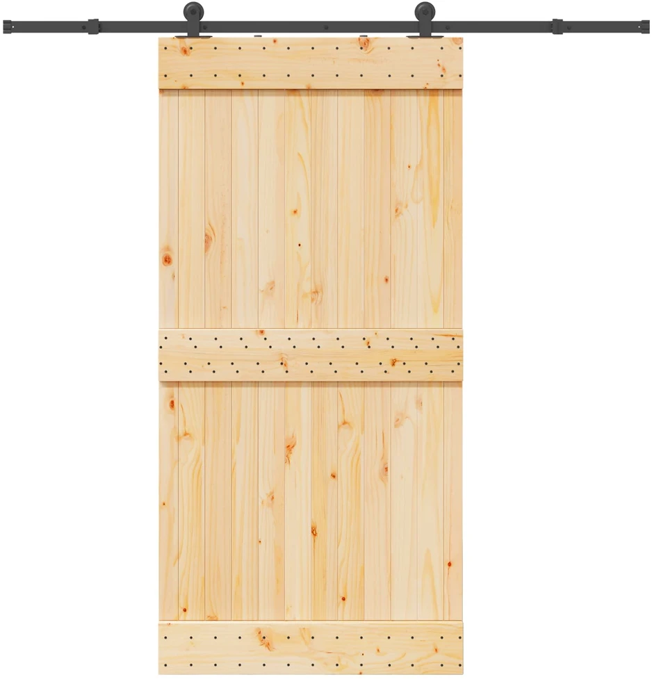 Slankios durys NARVIK Natūrali ir juoda 100 x 210 cm (213,5 cm)