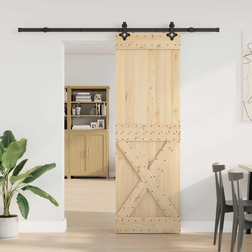 Slankios durys NARVIK Natūrali ir juoda 70 x 210 cm (213,5 cm)