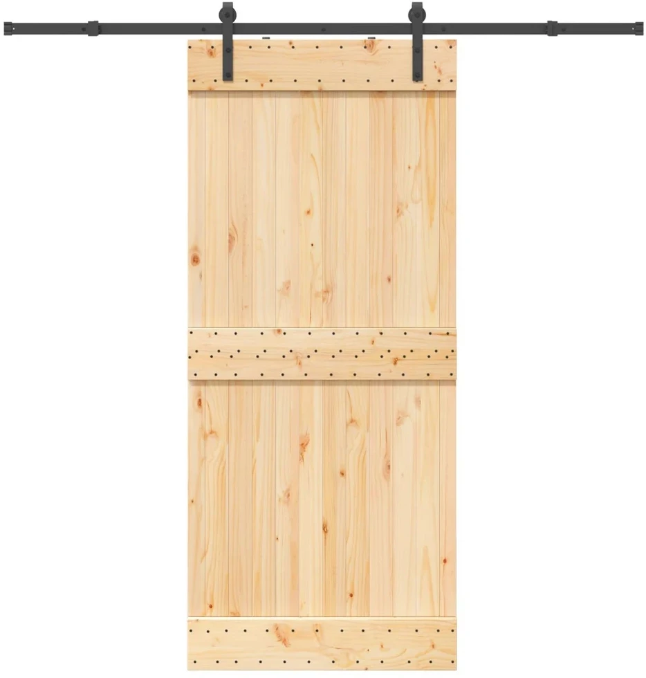 Slankios durys NARVIK Natūrali ir juoda 90 x 210 cm (213,5 cm)