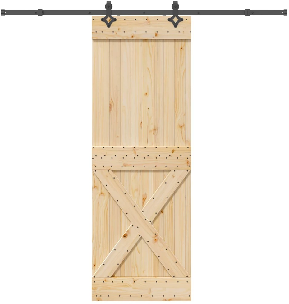 Slankios durys NARVIK Natūrali ir juoda 80 x 210 cm (213,5 cm)